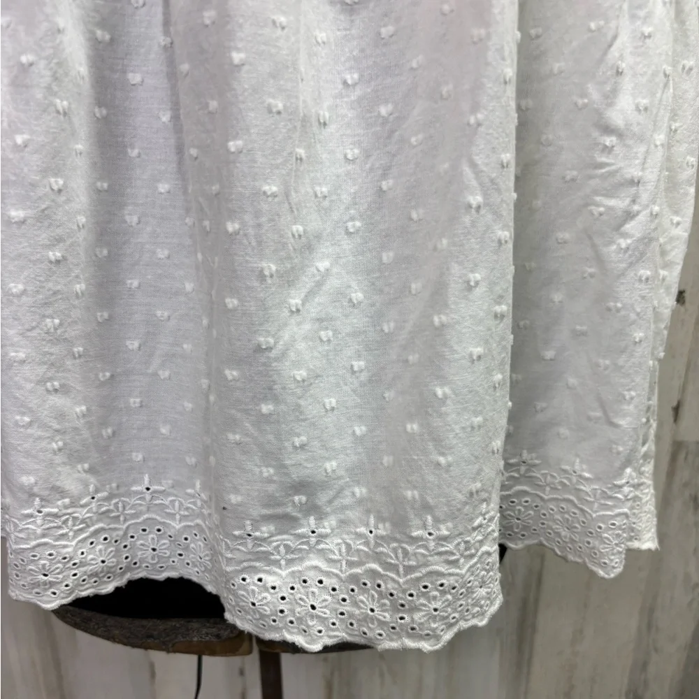 Old Navy Plus Size‎ White Embroidered Eyelet Dot Peplum Boho Peasant Top